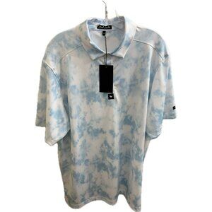Bad Birdie Polo Shirt Mens Xxl White  Blue Golf Geometric Pique Day Dreamin